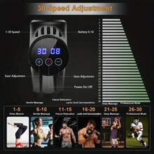 按摩槍深層組織電動肌肉按摩器，具有30個可調節的速度，高清觸摸屏，2500mAh鋰離子電池，高強度專業筋膜槍手持按摩，無線便攜筋膜槍，6個按摩頭，包括收納袋 - 黑色 - 查看 8