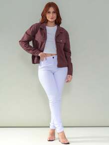 Women's White Jeans With Elastane - White - View 1