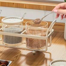 6入組透明香料瓶(帶蓋子和匙羹),適用於鹽巴、糖及各種香料的收納和分裝,調味罐套裝 - 奶油白 - 查看 7