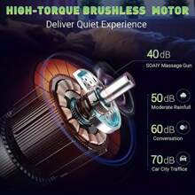 按摩槍深層組織電動肌肉按摩器，具有30個可調節的速度，高清觸摸屏，2500mAh鋰離子電池，高強度專業筋膜槍手持按摩，無線便攜筋膜槍，6個按摩頭，包括收納袋 - 黑色 - 查看 5