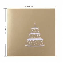 3d生日卡,溫暖led燈生日蛋糕音樂明信片,立體手工剪紙生日賀卡,適用於母親、妻子、姐妹、男孩、女孩、朋友,1包裝 - 藍色 - 查看 4