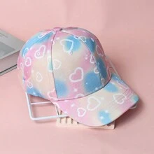 1頂兒童通用粉色棒球帽,帶有心形和花卉裝飾,防曬透氣 - 粉色 - 查看 3