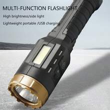 1支多功能強光長射程迷你便攜式type-c充電手電筒塑料材質 - 金色 - 查看 2