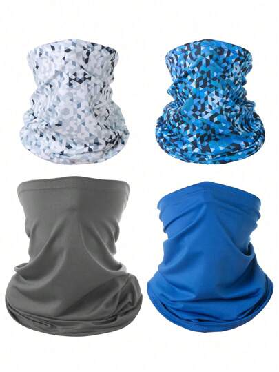 Paquete de 4 piezas de diadema deportiva sin costuras, protectora solar, anti-UV, transpirable y resistente a la arena y al polvo, de 17.8 * 9.6 pulgadas, adecuada para actividades al aire libre: ciclismo, esquí, senderismo, montañismo, pesca, etc. Pasamontañas adecuado para ciclismo, motociclismo y esquí