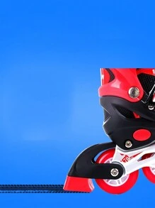 Adjustable Inline Skates With Protective Equipment 4 Wheel Skates For Children Ideal For Gift - 黑色 - 查看 4
