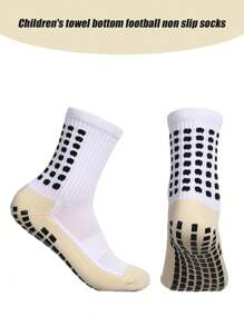 1 Paar Fußball-Socken mit rutschfester Mittelhöhe, Handtuchboden und Klebepunkt, feuchtigkeitsableitend, Trainingssocken für Kinder und Mädchen, Größe 33-38