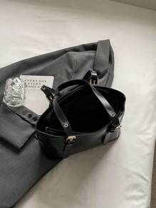 1入pu材質秋冬肩背袋,大容量手提包,時尚純色手袋作為女性禮物,非常適合辦公室,工作和上下班