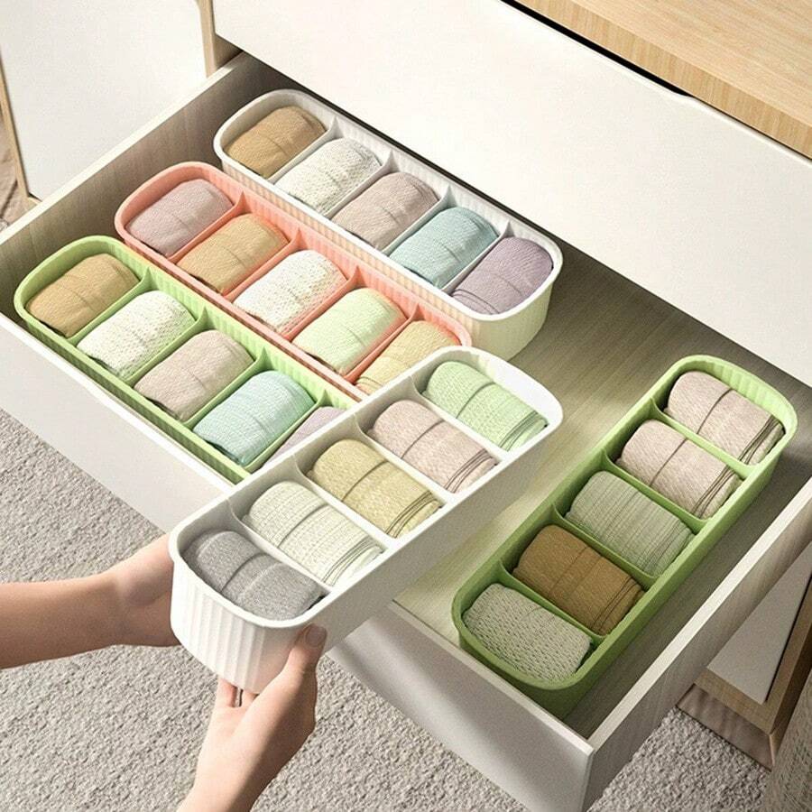Sock Storage Box Home Use Drawer Organizer For Underwear, Bra, Large Capacity - Green - View 1