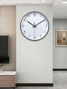 1 件 12 英寸（约 30 厘米）静音圆形挂钟带玻璃盖，个性化简约地中海风格客厅装饰钟，安静无滴答声电池供电时钟，适用于客厅和特色墙 - 白色 - 查看 2