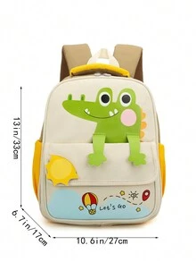 Cartoon Printed Cloth Material Cute Children's Backpack, Suitable For Kindergarten And Primary School - Khaki - View 2