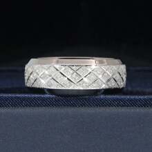 1pc 8mm Wide Matte Simple Style Gold Tungsten Steel Ring, Men's Single Wedding Band - White - View 8