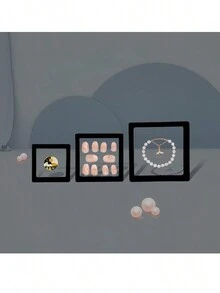 Caja de levitación marco de exhibición de adornos soporte flotante 3D soporte de exhibición de medallas gabinete de exhibición flotante soporte de exhibición de marco flotante caja de almacenamiento de joyería de polietileno transparente para monedas de desafío AA medallón chips de muestra - Blanco - Ver 10