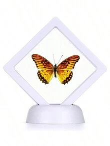 Caja de levitación marco de exhibición de adornos soporte flotante 3D soporte de exhibición de medallas gabinete de exhibición flotante soporte de exhibición de marco flotante caja de almacenamiento de joyería de polietileno transparente para monedas de desafío AA medallón chips de muestra - Blanco - Ver 2