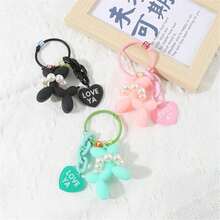 1pc Lady's Cute Puppy Keychain New Pendant Heart Shape Accessory For Bag Diy Phone Case Chain, Couple Gift - Multicolor - View 4