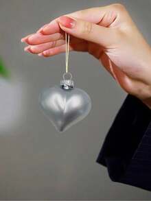 12入組情人節主題心形和桃心電鍍球派對、婚禮、酒店、商場、家庭裝飾掛飾 - 銀色 - 查看 5