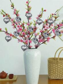 12入組情人節主題心形和桃心電鍍球派對、婚禮、酒店、商場、家庭裝飾掛飾 - 銀色 - 查看 3