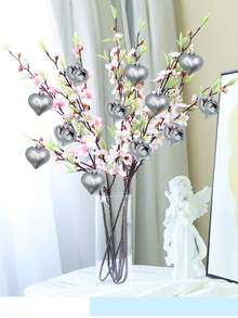 12入組情人節主題心形和桃心電鍍球派對、婚禮、酒店、商場、家庭裝飾掛飾 - 銀色 - 查看 1