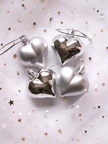 12入組情人節主題心形和桃心電鍍球派對、婚禮、酒店、商場、家庭裝飾掛飾 - 銀色 - 查看 7