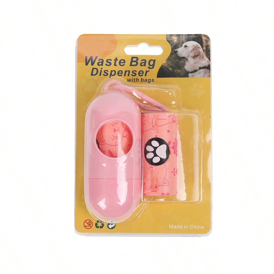 1pc Pet Waste Bag Dispenser Bones Capsule Shape Poop Bag Storage Container - Pink - View 1