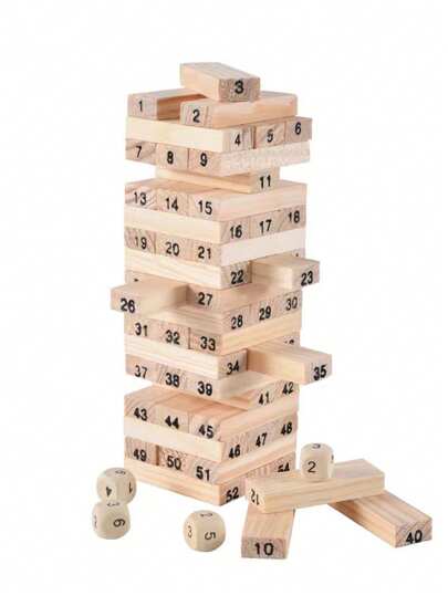 1box 54pcs Random Wooden Tumbling Tower Game Room Decoration