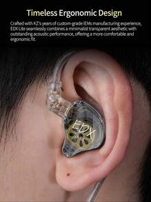 KZ EDX Lite 3.5MM 动圈 HIFI 耳机环绕立体声重低音音乐入耳式耳塞监听舞台直播耳机运动游戏防噪音耳机 - 灰色-不含麥克風 - 查看 5