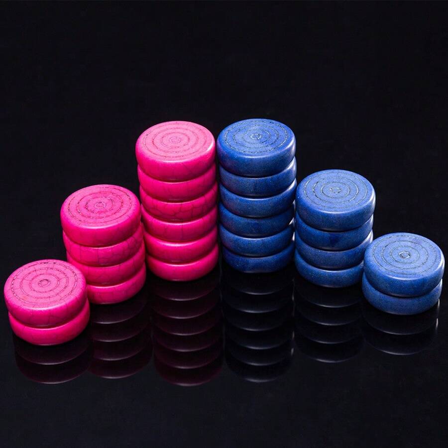 24 石材质跳棋国际象棋无棋盘多种配色颜色每套 24 枚棋子只有棋子国际象棋娱乐棋盘游戏，成人派对游戏适合万圣节/圣诞节/感恩节 - 杏色 - 查看 1