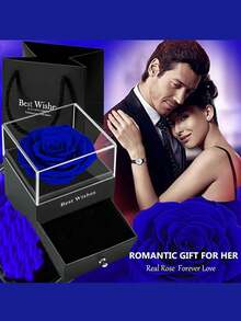 1入組女士項鍊禮盒 - 藍玫瑰配天使翅膀吊墜 - 適合送給妻子,女友,母親,祖母,適用於聖誕節、情人節、周年紀念日、生日等場合 - 紫色 - 查看 4