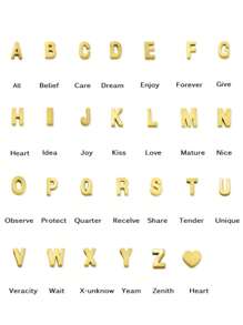 1 件欧美风格时尚个性化金属 A-Z 26 字母红色心形镶嵌红色水钻情书名字手链，适合女性日常佩戴、情人节礼物、节日礼物、毕业季和返校礼物情人节、妈妈、母亲、母亲节、礼物 - 金黃色 - 查看 6