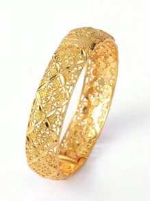 1入金色手鍊迪拜手鐲,婚禮珠寶非洲禮品 - 金黃色 - 查看 2