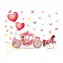 Valentine'S Day Wall Sticker Pink Heart Wall Sticker Princess Love Flower Basket Carriage Wall Sticker Peel Sticker Balloon Sticker Valentine'S Day Wedding Anniversary Decorative Window Sticker - Multicolor - View 5