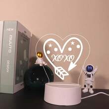 定制名字3d特殊心形燈光幻影夜燈led桌燈3色家居裝飾燈聖誕生日禮物 - 白色 - 查看 4