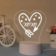 定制名字3d特殊心形燈光幻影夜燈led桌燈3色家居裝飾燈聖誕生日禮物 - 白色 - 查看 3