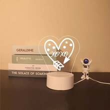 定制名字3d特殊心形燈光幻影夜燈led桌燈3色家居裝飾燈聖誕生日禮物 - 白色 - 查看 6