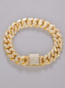 CVNANA 1 Vòng cổ lật chuỗi khảm kim cương theo phong cách Hip-Hop Rock, Phụ kiện thời trang đường phố cho nam và nữ, Cũng là một chiếc vòng tay hình thoi kim cương dành cho các cặp đôi, có nhiều kích cỡ - Vàng - Xem 2