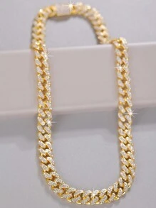 CVNANA 1 Vòng cổ lật chuỗi khảm kim cương theo phong cách Hip-Hop Rock, Phụ kiện thời trang đường phố cho nam và nữ, Cũng là một chiếc vòng tay hình thoi kim cương dành cho các cặp đôi, có nhiều kích cỡ - Vàng - Xem 5