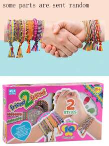 拼圖diy玩具編織手環 雨虹友誼手環 色彩繽紛創意手環 珠子製作玩具 - 粉色 - 查看 1