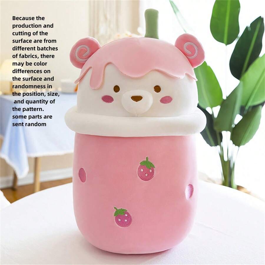 粉紅色水果茶熊填充毛絨玩具26cm / 10.2in,適用於睡覺,擁抱,贈送禮物,四面彈性四面伸展絨毛,手感柔軟,不掉毛,不脫色,耐壓,回彈性強,適合生日,節日贈送禮物 - 粉色 - 查看 1