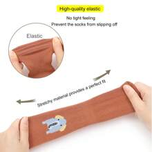 6對嬰兒地板襪,幼兒防滑卡通圖案學步襪,中腿長度 - 彩色 - 查看 6