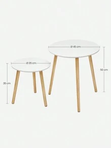 VASAGLE Lot de 2 Tables Basses gigognes - SONGMICS - Style scandinave - Blanc et Couleur Boisée - Blanc - Voir 6