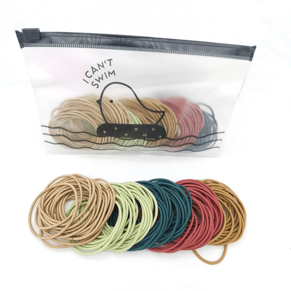 100入組女性簡約修身彈性髮圈，基本女性髮飾髮圈 - 軍綠色 - 查看 1