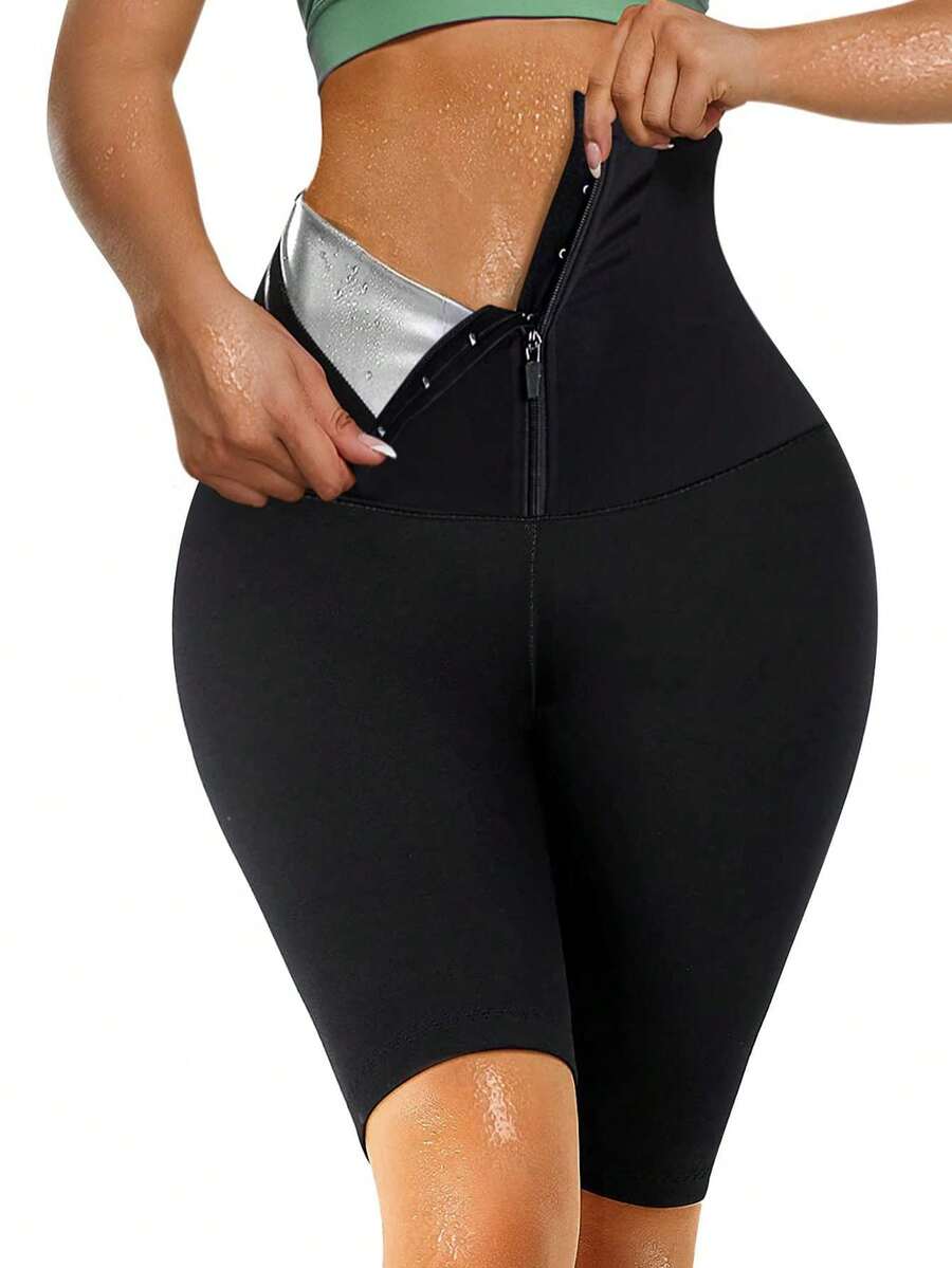 Tắm hơi Mồ hôi Quần Đối với phụ nữ Cao eo Nén Giảm béo Trọng lượng Legging Tập thể dục Định hình cơ thể Tắm hơi Bộ đồ Áo Shapewear Huấn luyện viên vòng eo Áo nịt ngực - màu đen - Xem 1