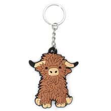 1pc Outdoor Decor Highland-Cattle Design Keychain Accessory - Brown - View 4