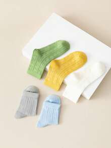 L23-12 Solid Color Striped Children Socks - Multicolor - View 1