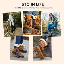 STQ Womens Winter Duck Boots Waterproof Cold Weather Snow Boots - WBROWNGREY - View 5