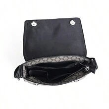 男士斜挎包2024新款印花邮差包休闲单肩包经典商务通勤小包钱包大容量手机钥匙收纳防水轻便拉链包单肩包侧包学生旅行必备男礼物情人节礼物 - 米色 - 查看 5