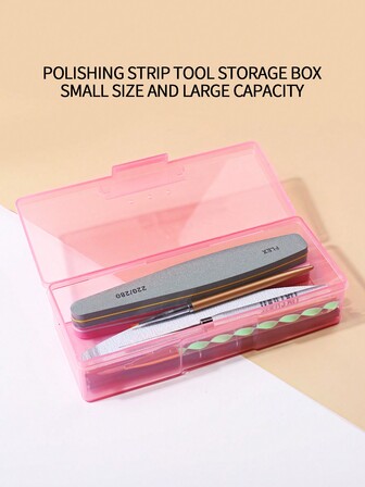 Nail Art Tool Storage Box, Nail File Holder, Nail Pen Organizer, Gel Nail Brush Sponge Container, Portable Rectangular Plastic Transparent Nail Supplies Storage Case (Nail Tools Not Included)
