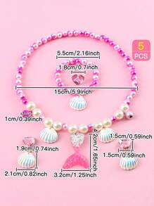 Juego De 5 Collares De Cuentas Coloridas Y Lindas Para Niños, Con Colgante De Cola De Pez Y Concha - Multicolor - Ver 3