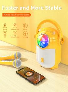 JYX Karaoke Machine, 2 Microphones, Karaoke Microphone Speaker With Party Lights, Portable PA System With Remote Control - Yellow - View 3