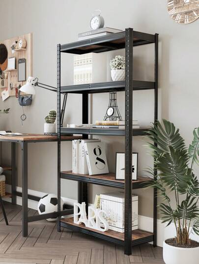 SONGMICS Shelving Unit, 150 X 75 X 30 Cm, Max. Load 650 Kg (130 Kg Per Tier), Industrial Storage Rack With Adjustable Shelves, For Living Room, Kitchen, Black And Rustic Brown