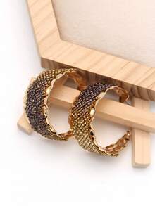 3對beverly貴婦風格彩色金屬吊墜耳環,粉紅色、香檳色鑽石為女性、女孩派對的禮物 - 彩色 - 查看 9